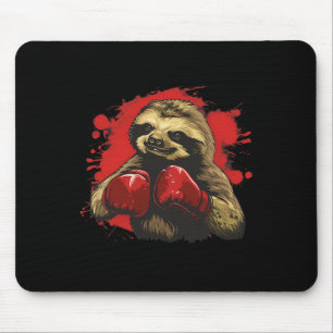 Alfombrilla De Ratón Perezoso Boxeador Con Guantes De Boxeo Kickboxing