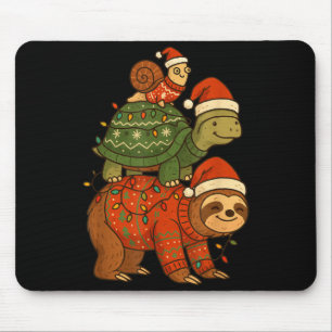 Alfombrilla De Ratón Perezoso Tortuga Caracol Navidad Xmas