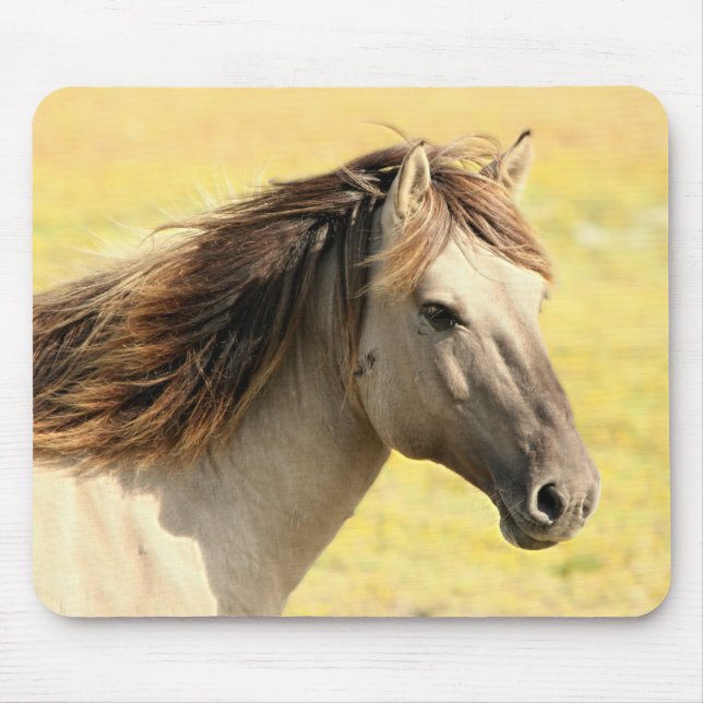 Alfombrilla De Ratón Perfil de caballo beige (Frente)