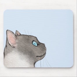 Alfombrilla De Ratón Perfil de gato minimalista en un fondo pastel
