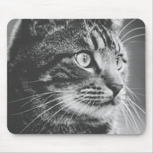 Alfombrilla De Ratón Perfil de tabla   Ojos grandes   Blanco y negro
