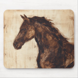 Alfombrilla De Ratón Perfil del caballo salvaje marrón