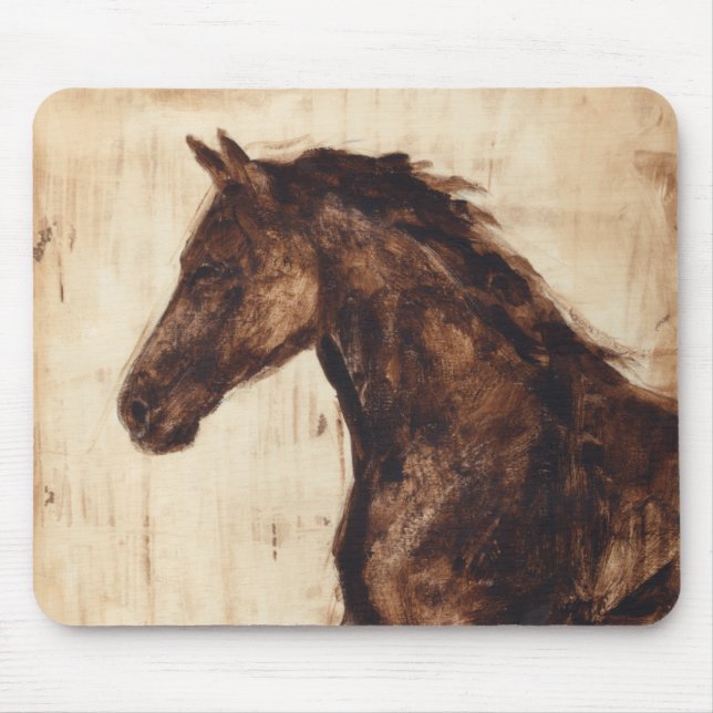 Alfombrilla De Ratón Perfil del caballo salvaje marrón (Frente)