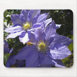 Alfombrilla De Ratón Periwinkle Clematis y Bee mousepad