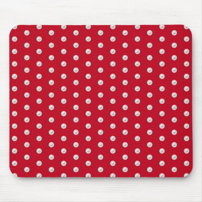 Alfombrilla De Ratón perlas blancas sobre rojo (Frente)