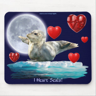 Alfombrilla De Ratón Perno de caza de foca antisellante, Luna y Corazón