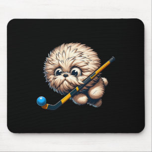 Alfombrilla De Ratón Perrito de hockey lindo con palo y pelota Kawaii S