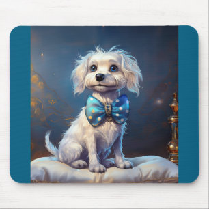 Alfombrilla De Ratón Perrito Muy Bonito Con Corbatita Azul
