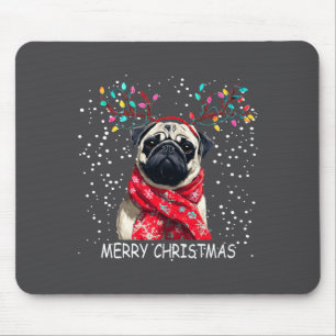 Alfombrilla De Ratón Perrito Pug De Damas Gorro De Santa De Navidad F C
