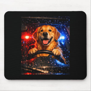 Alfombrilla De Ratón Perrito retriever dorado lindo conduciendo un coch