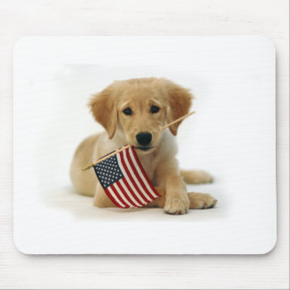Alfombrilla De Ratón Perrito y bandera del golden retriever