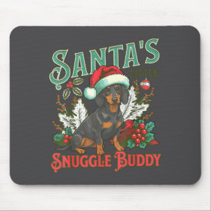 Alfombrilla De Ratón Perritos Dachshund Adorables Luces de Navidad Sant