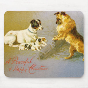Alfombrilla De Ratón Perritos en la paja, postal del Victorian