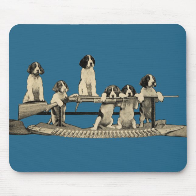 Alfombrilla De Ratón Perritos Mousepad del perro de las armas de fuego (Frente)