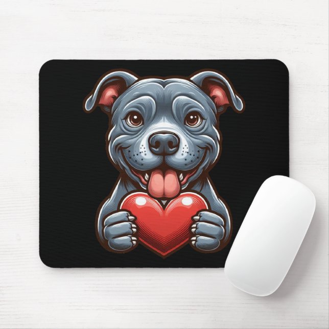 Alfombrilla De Ratón Perro adorable abrazando un corazón con expresión  (Con ratón)