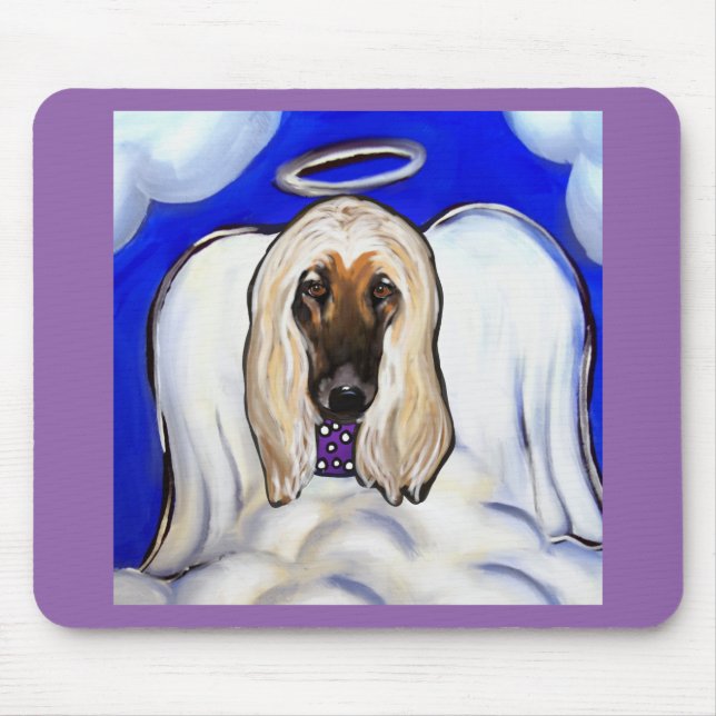 Alfombrilla De Ratón Perro afgano ángel (Frente)