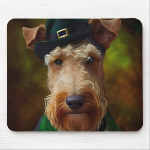 Alfombrilla De Ratón perro airedale en el Día de San Patricio