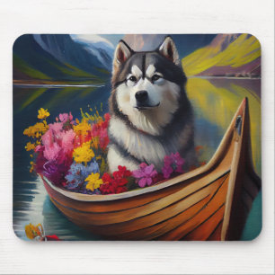 Alfombrilla De Ratón Perro Alaskan Malamute en remo: Una aventura escén