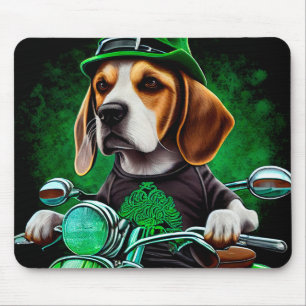 Alfombrilla De Ratón Perro Beagle conduciendo bicicleta Día de San Patr
