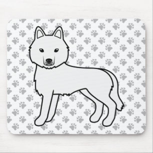 Alfombrilla De Ratón Perro blanco siberiano Husky lindo de caricatura