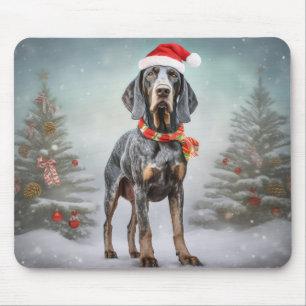 Alfombrilla De Ratón Perro Bluetick Coonhound en Navidad con Nieve