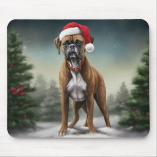 Alfombrilla De Ratón Perro Boxer en Navidad con Nieve