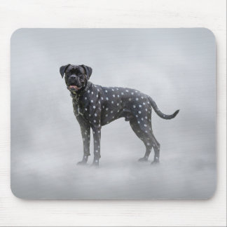 Alfombrilla De Ratón Perro Boxer Negro de Fantasía con Lunares Plateado