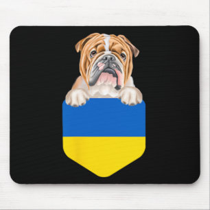 Alfombrilla De Ratón Perro Bulldog de la Bandera de Ucrania en Bolsillo
