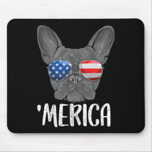 Alfombrilla De Ratón Perro Bulldog Francés 4 De Julio Bandera Estadouni