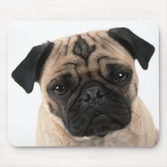 Alfombrilla De Ratón Perro cachorro de amor pug con Mousepad cardíaco (Frente)
