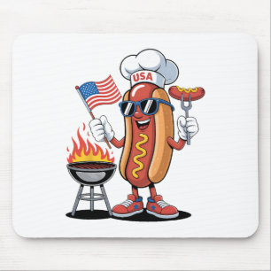 Alfombrilla De Ratón Perro Caliente 4 De Julio Divertido Patriótico Bbq