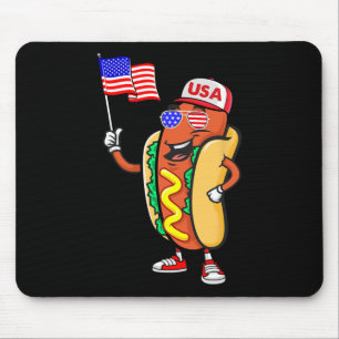 Alfombrilla De Ratón Perro Caliente Patriótico Bandera Americana Usa Di