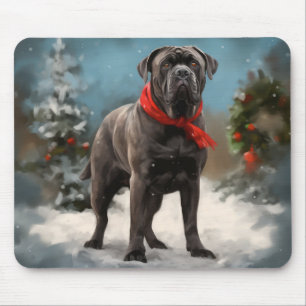 Alfombrilla De Ratón Perro Cane Corso en Navidad con nieve