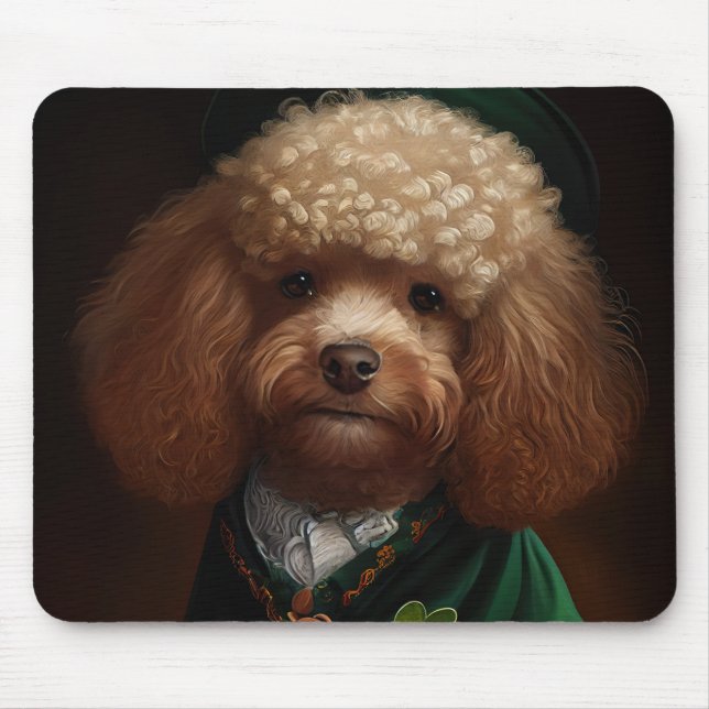 Alfombrilla De Ratón Perro Caniche con Ropa de San Patricio (Frente)