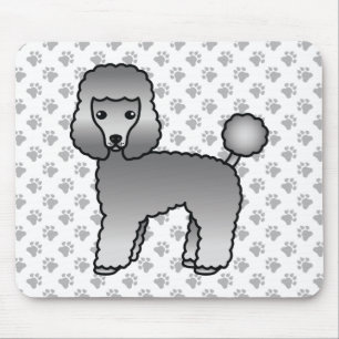 Alfombrilla De Ratón Perro Caniche Toy Gris Dibujo Animado Lindo