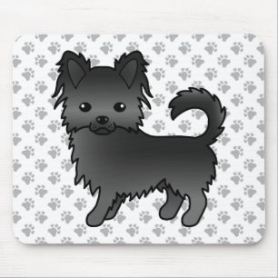 Alfombrilla De Ratón Perro Cartoon Chihuahua de Abrigo Largo Negro & Pa