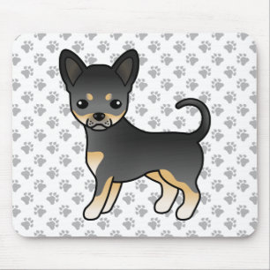 Alfombrilla De Ratón Perro Chihuahua de Pelo Liso Negro y Canela & Pata