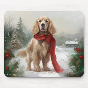 Alfombrilla De Ratón Perro Cocker Spaniel en la nieve Navidad