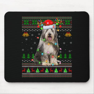 Alfombrilla De Ratón Perro Collie Barbudo Jersey Feo de Navidad Festejo