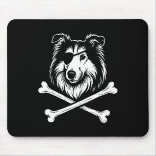 Alfombrilla De Ratón Perro Collie Huesos Cruzados Pirata Lindo