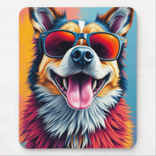Alfombrilla De Ratón Perro Colorido con Gafas de Sol