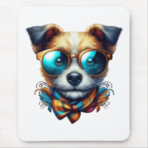 Alfombrilla De Ratón Perro con gafas elegante arte de mascota moderno y
