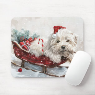 Alfombrilla De Ratón Perro Coton De Tulear Navidad Festiva
