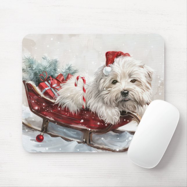Alfombrilla De Ratón Perro Coton De Tulear Navidad Festiva (Con ratón)