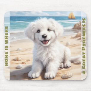 Alfombrilla De Ratón Perro Cuaderno Gran Pirineo Blanco Puppy Nombre pe