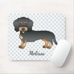 Alfombrilla De Ratón Perro Dachshund de Pelo Alambre Negro y Canela con