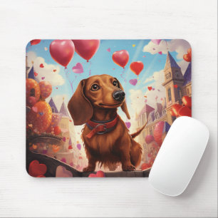 ALFOMBRILLA DE RATÓN PERRO DACHSHUND DE VALENTINA ADORABLE CON CORAZONE
