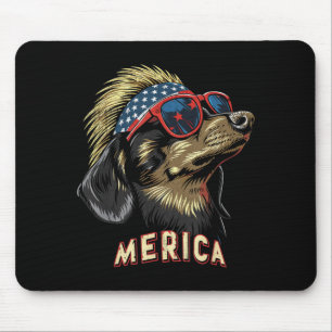 Alfombrilla De Ratón Perro Dachshund - divertida bandera americana del
