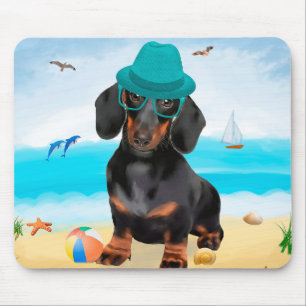 Alfombrilla De Ratón Perro Dachshund en la Playa