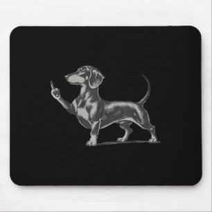 Alfombrilla De Ratón Perro Dachshund Negro Gracioso y Grosero Meme Dedo
